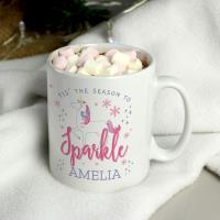 Personalised Unicorn Season to Sparkle Christmas Mug Extra Image 3 Preview